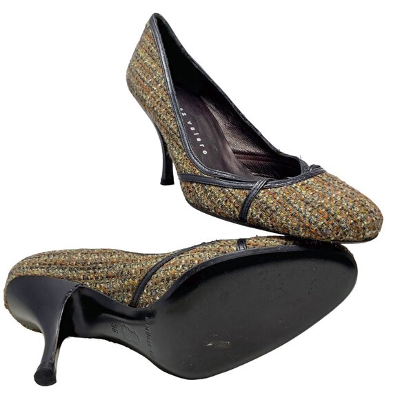 Martinez Valero Tweed‎ Leather Trim Classic Career Pumps - Picture 11 of 12